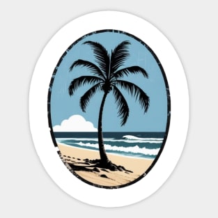 Island, palm trees, sand and beach Sticker